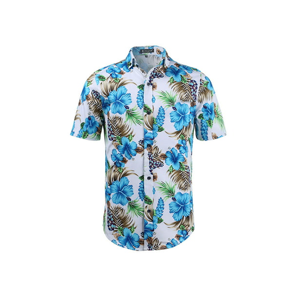 MYMSTORM Mens Flower Short Casual Aloha Beach Tropical Button Down Short Sleeve Hawaiian Shirt 
